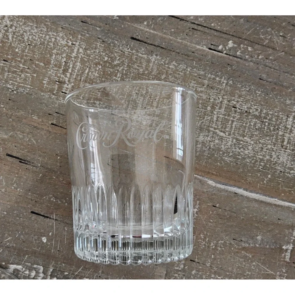 Crown Royal Whiskey Rocks‎ Glasses Set of 2 Etched Barware Classic Retro